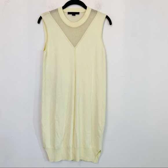 ALEXANDER WANG butter yellow mesh V-neck sleeveless sweater dress - Picture 1 of 6